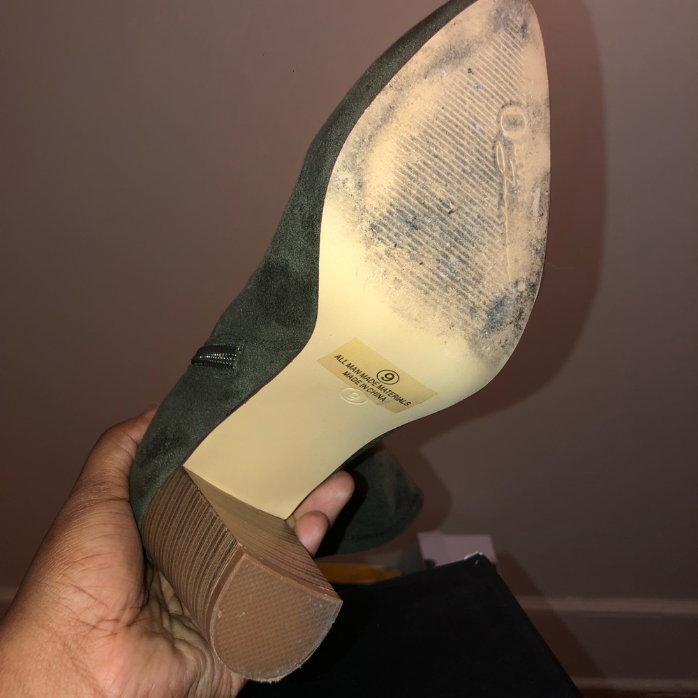 Olive Green suede Bootie Block Heels! - Picture 5 of 6